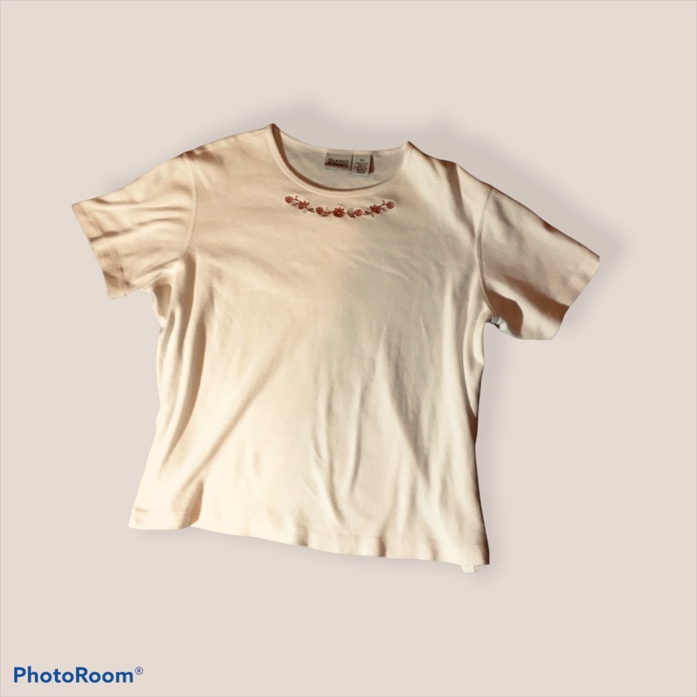Vintage White Embroidered Tee